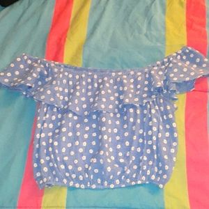 Blue Flower Crop Top